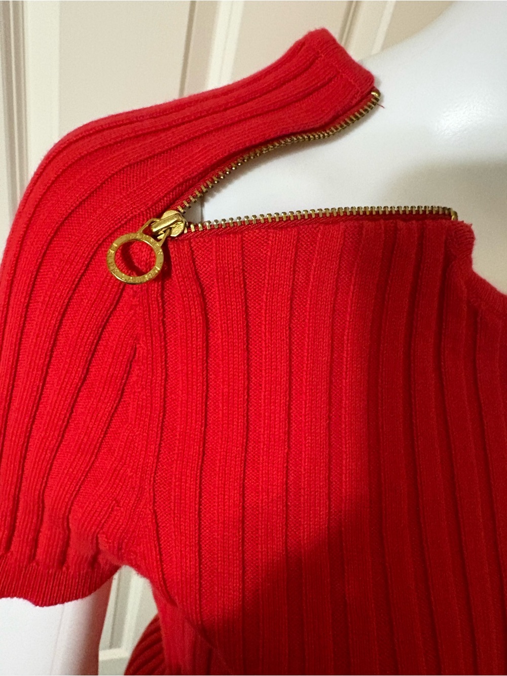 Lauren Ralph Lauren Classic Ribbed Short-Sleeve Top - Red Size L - Picture 3 of 6